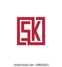 SK initial letters looping linked square logo red