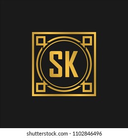 SK initial logo. Luxury ornament crown logo.