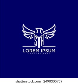 SK initial monogram for business logo with eagle image