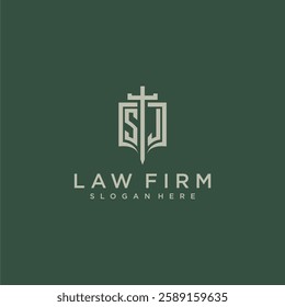 SK initial monogram for law firm with sword and shield logo image