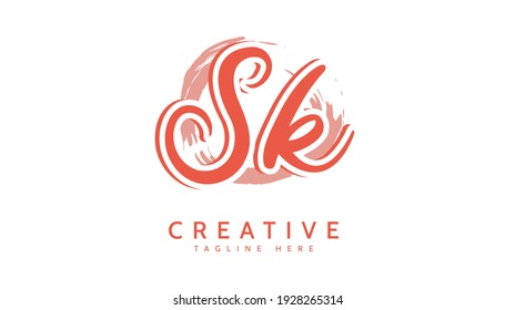 SK Initials, handwriting logo vector