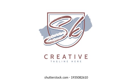 Iniciales SK, vector de logotipo de escritura a mano