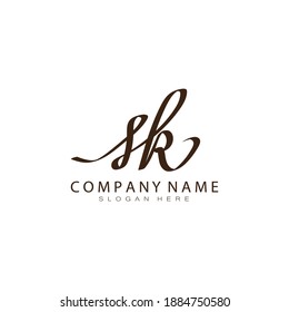 Vector de plantilla de diseño manuscrito de las iniciales de SK