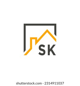 Las iniciales de SK albergan el logotipo de la moderna empresa de construcción vector.eps
