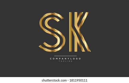 SK initials monogram letter text alphabet logo design