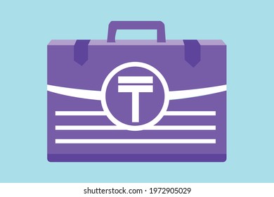SK- Kazakhstani Tenge Money Inside Case Box Vector Icon Logo Illustration and Design. Kazakhstan Currency, Business, Payment and Finance Element. Can be Used for Digital and Print Infographic. eps