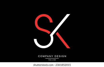Monograma del logotipo de las letras abstractas SK, KS