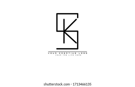 Plantilla de monograma del logotipo del vector abstracto SK KS