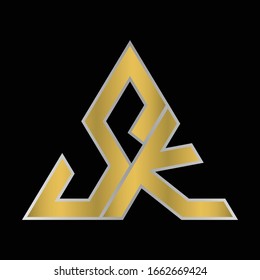 SK KS goldenes Triangle Monogram Logo Vektorillustration Design Super Hero Konzept
