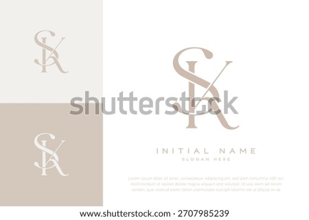 SK KS initial letter handwriting and luxury logo
