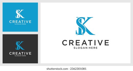 Vector de diseño de logotipo de carta inicial SK o KS