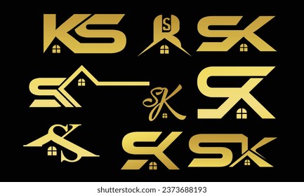 SK or KS real-estate logo home logo design in vector for construction, home, real estate, building, property. creative elegant Monogram. Premium Business KS home logo icon