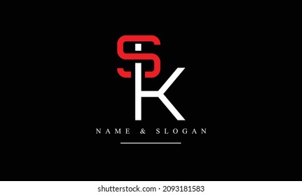 SK, KS, S, K abstract letters logo monogram