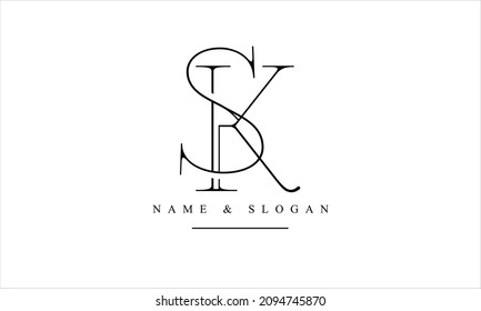 SK, KS, S, K letras abstractas monograma
