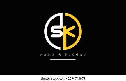 SK, KS, S, K abstract letters logo monogram