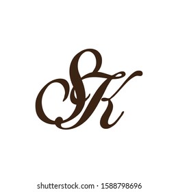 SK letter logo design in background color is white.