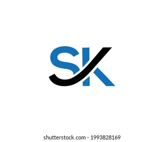 SK Letter Logo Design Creative Modern Vector