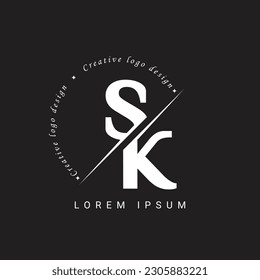 SK Letter Logo Design with a Creative Cut. Creative logo design