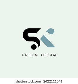 SK letter logo design. SK polygon, circle, triangle, hexagon, flat and simple style with white color variation letter logo set in one artboard. SK minimalist and classic logo. SK