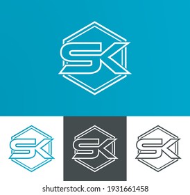Sk letter logo template. Letter sk logo vector template. SK letter vector easy to edit