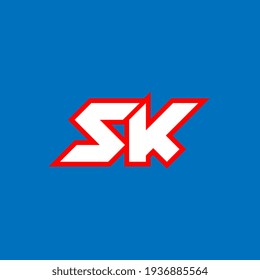 SK Logo Design, erste SK Buchstaben Design mit sci-fi Stil. SK Logo für Spiel, Support, Technologie, Digital, Community oder Business. S K sport moderne Schrift des italienischen Alphabets. Typografie urbane Schriftarten.