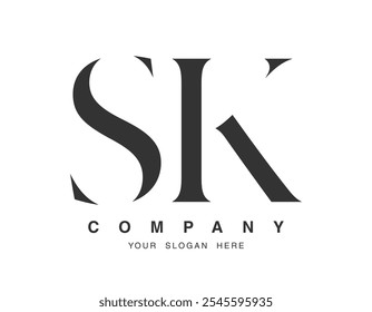 Conception du logo SK. Style de la police initiale des lettres s et k serif. Typographie de nom d'entreprise créative classique. Logo ou identité tendance. Illustration vectorielle.