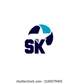 SK logo design. SK Professional letter logo design.