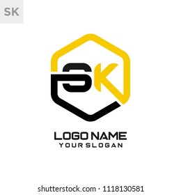 SK logo letter initial, Abstract polygonal Background Logo,