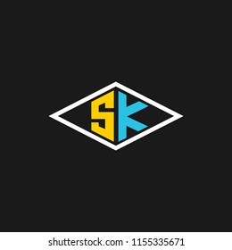 SK logo or Sk letter initials design in vector format.