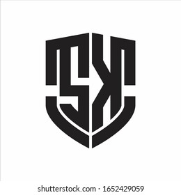 SK Logo monogram with emblem shield shape design isolated on white background