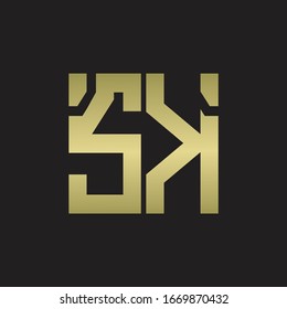 SK Logo with squere shape design template with gold colors