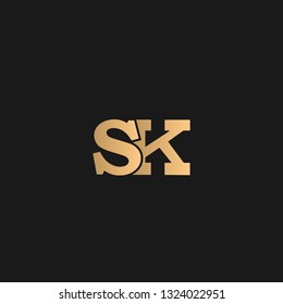 SK logo vector. Golden initial logo on black background.