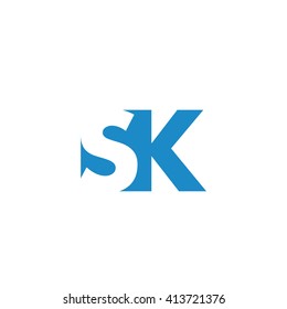 SK Logo. Vector Graphic Branding Letter Element. White Background