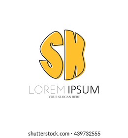 SK Logo. Vector Graphic Sphere Branding Letter Element. White Background
