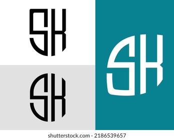 SK modern initial letter logo design vector bundle. It will be suitable for which company or brand name start those initial.