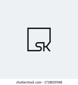 Sk Monogram Logo Inside Square Frame Stock Vector (Royalty Free ...