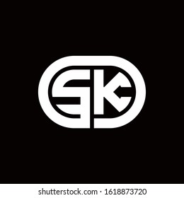 SK monogram logo with an oval style on a black background