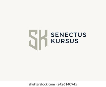 SK. Monogram of Two letters S and K. Luxury, simple, minimal and elegant SK logo design. Vector illustration template.