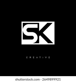 SK Negative Space Monogram – Minimalist Black and White Letter mark Logo for Creative Branding, Fashion Identity and Modern Design Concepts
