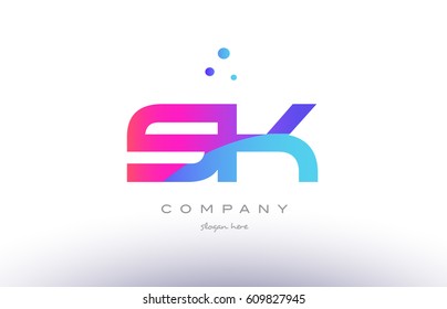 sk s k  creative pink purple blue modern dots creative alphabet gradient company letter logo design vector icon template