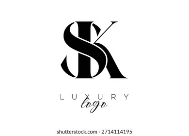 SK Serif Letter Monogram Typography Logotipo para identidade de marca premium elegante