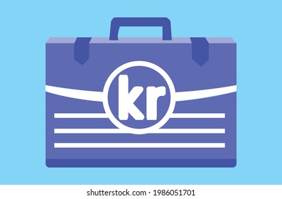 SK- Swedish Krona Money inside case box vector icon logo illustration and design. Sweden currency, business, payment and finance element. Can be used for web, mobile, infographic, and print.