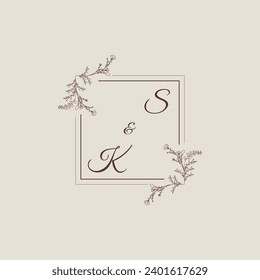SK wedding line square monogram with high quality professional design that will print well