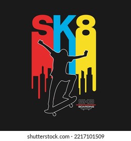 SK8, Brooklyn,NYC , typography graphic design, for t-shirt prints, vector illustration