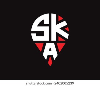 SKA letter location shape logo design.