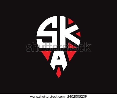 SKA letter location shape logo design. Stock fotó © 