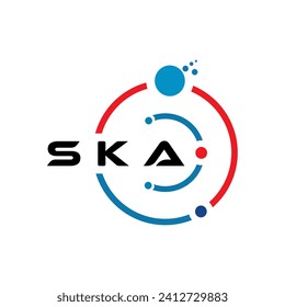 SKA letter technology logo design on white background. SKA creative initials letter IT logo concept. SKA letter design