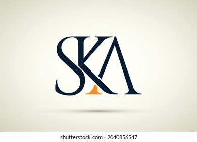 SKA letters linked and S K A logo design vector