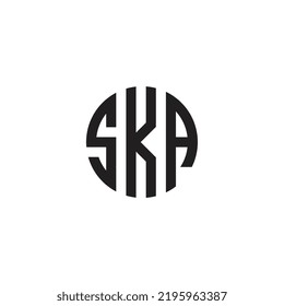 Cartas SKA vinculadas y vector de diseño del logotipo S K A