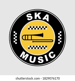 Ska Music Instruments Badge. Ska Music Emblems. Vector Illustration